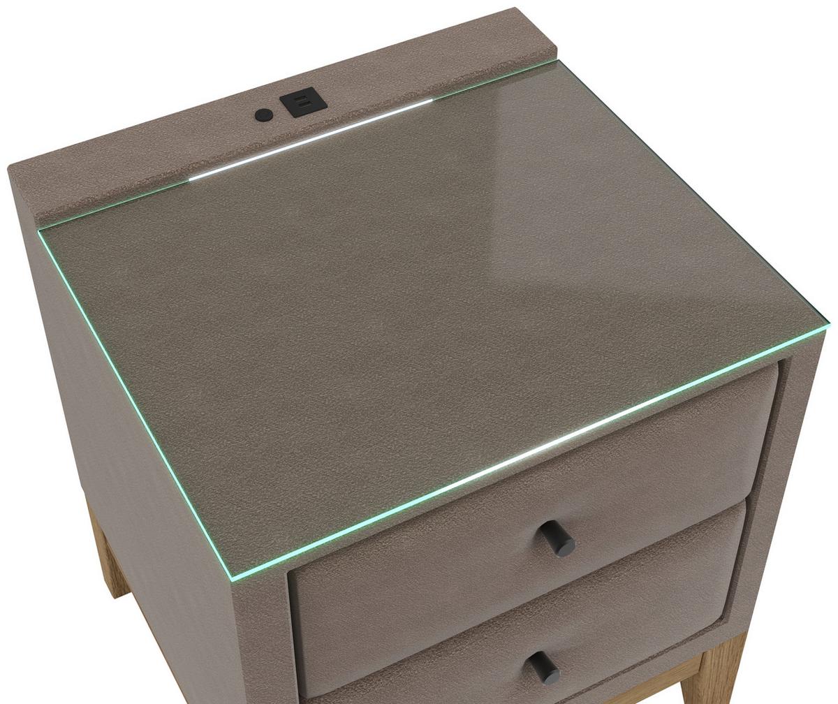 Noćni Ormarić Smile - taupe, Konvencionalno, staklo/drvni materijal (49/58,5/46cm) - Premium Living