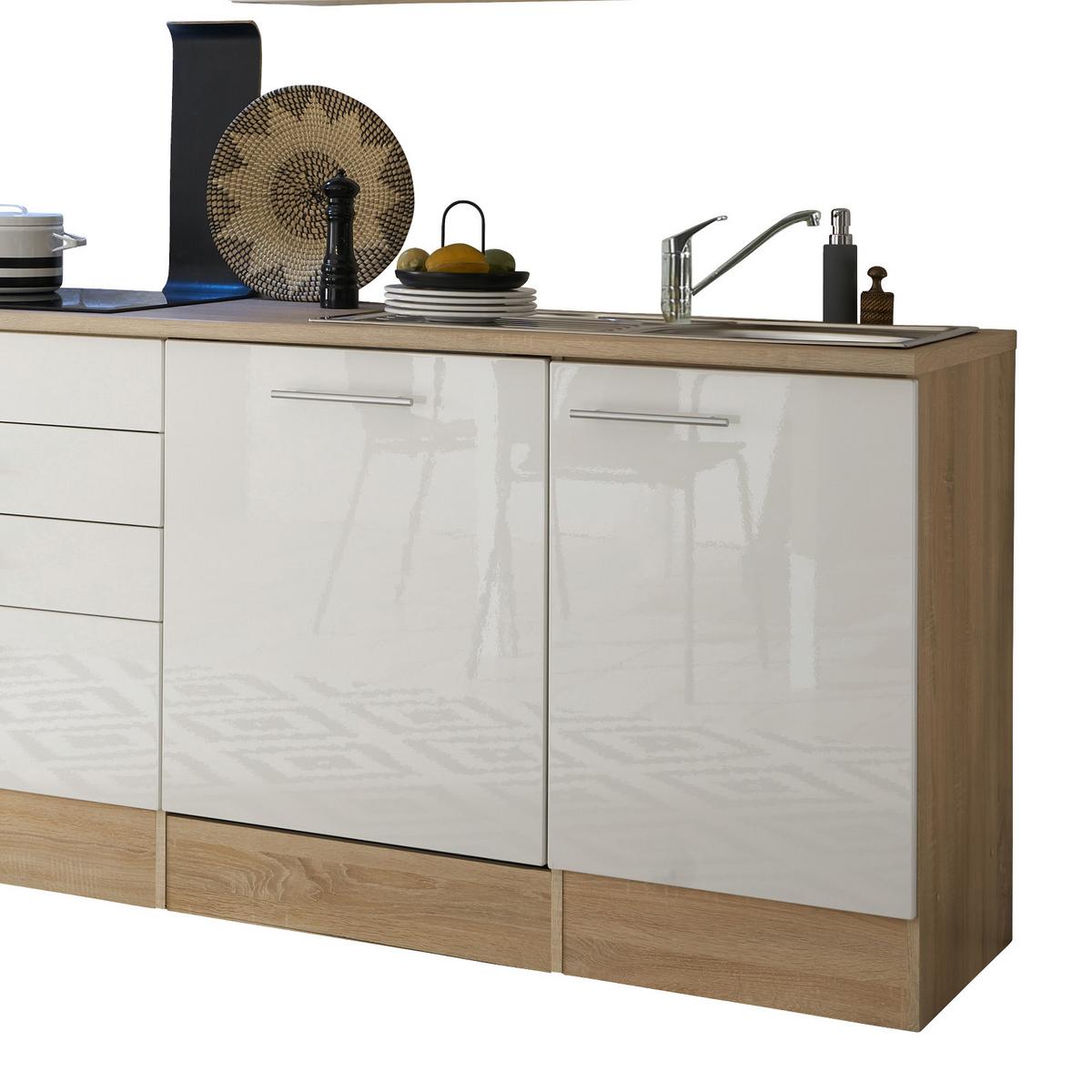 Moderen Kuhinjski Blok Brez Aparatov Laurel, Bela, Hrast - bela/hrast sonoma, Moderno, leseni material (310cm) - MID.YOU