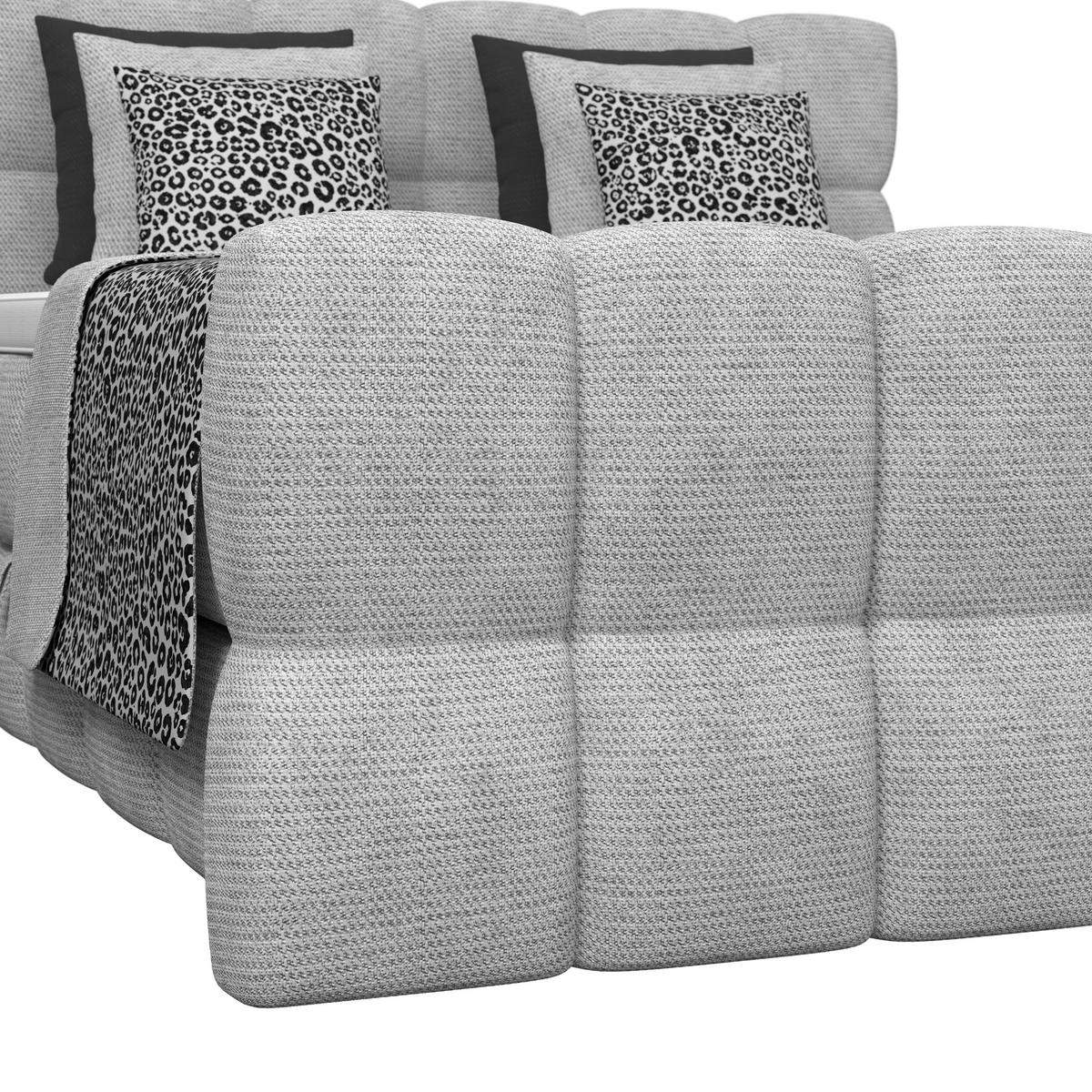 Postelja Boxspring Brisbane, Svetlo Siva, 180x200 - črna/svetlo siva, Trend, umetna masa/tekstil (180/200cm) - Premium Living