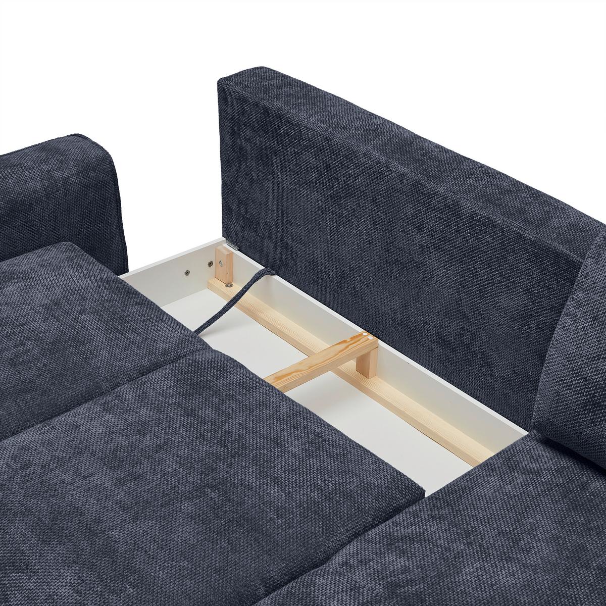 Ecksofa Custom Royalblau - Schwarz/Dunkelblau, MODERN, Textil/Metall (255/164cm) - Mömax