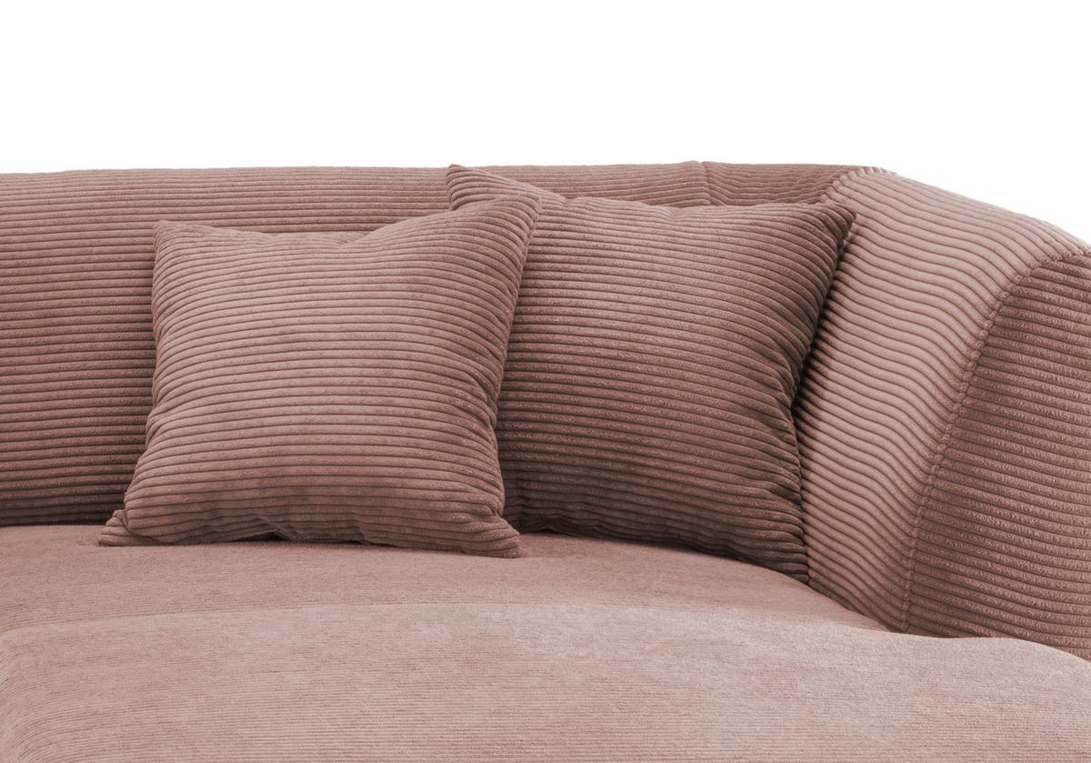 Wohnlandschaft Colori Rosa Cord - Schwarz/Rosa, MODERN, Holz/Textil (264/160cm) - MID.YOU