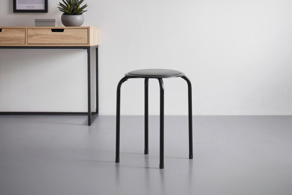 Rakásolható Ülőke Raki - fekete, Konventionell, textil/fém (30/45cm) - Mömax