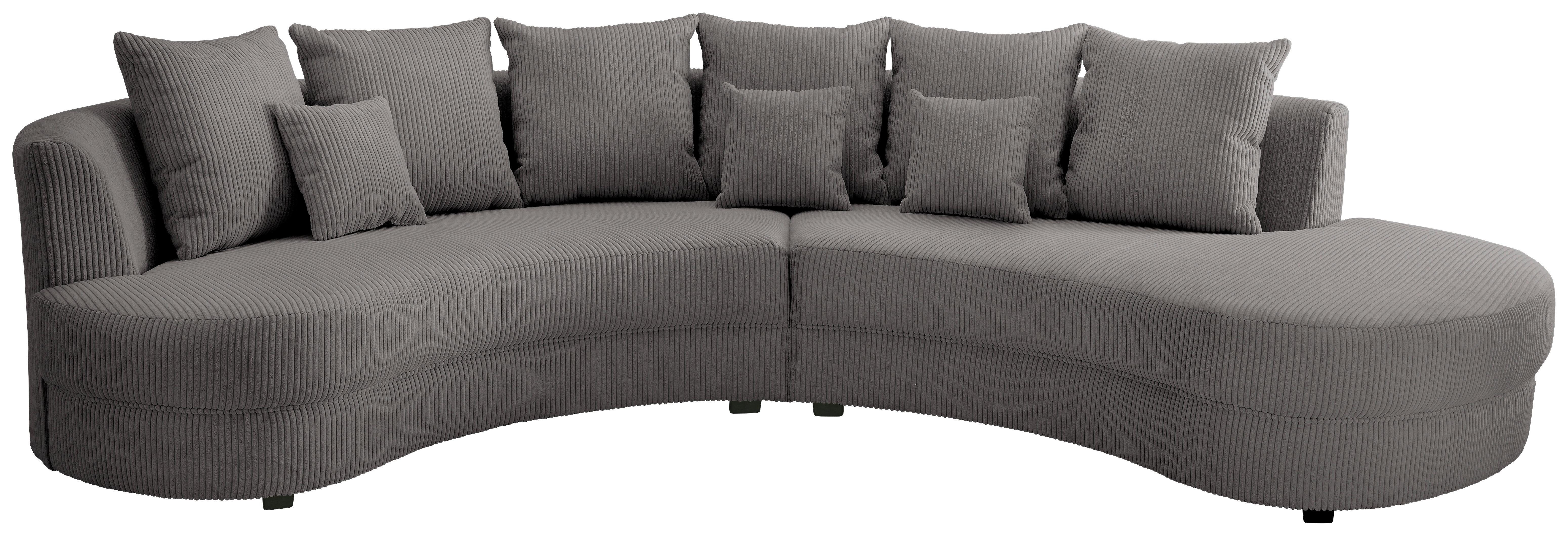 Wohnlandschaft Limoncello grau Cord - Schwarz/Grau, Design, Kunststoff/Textil (300/160cm) - Livetastic