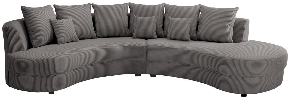 Wohnlandschaft Limoncello grau Cord - Schwarz/Grau, Design, Kunststoff/Textil (300/160cm) - Livetastic