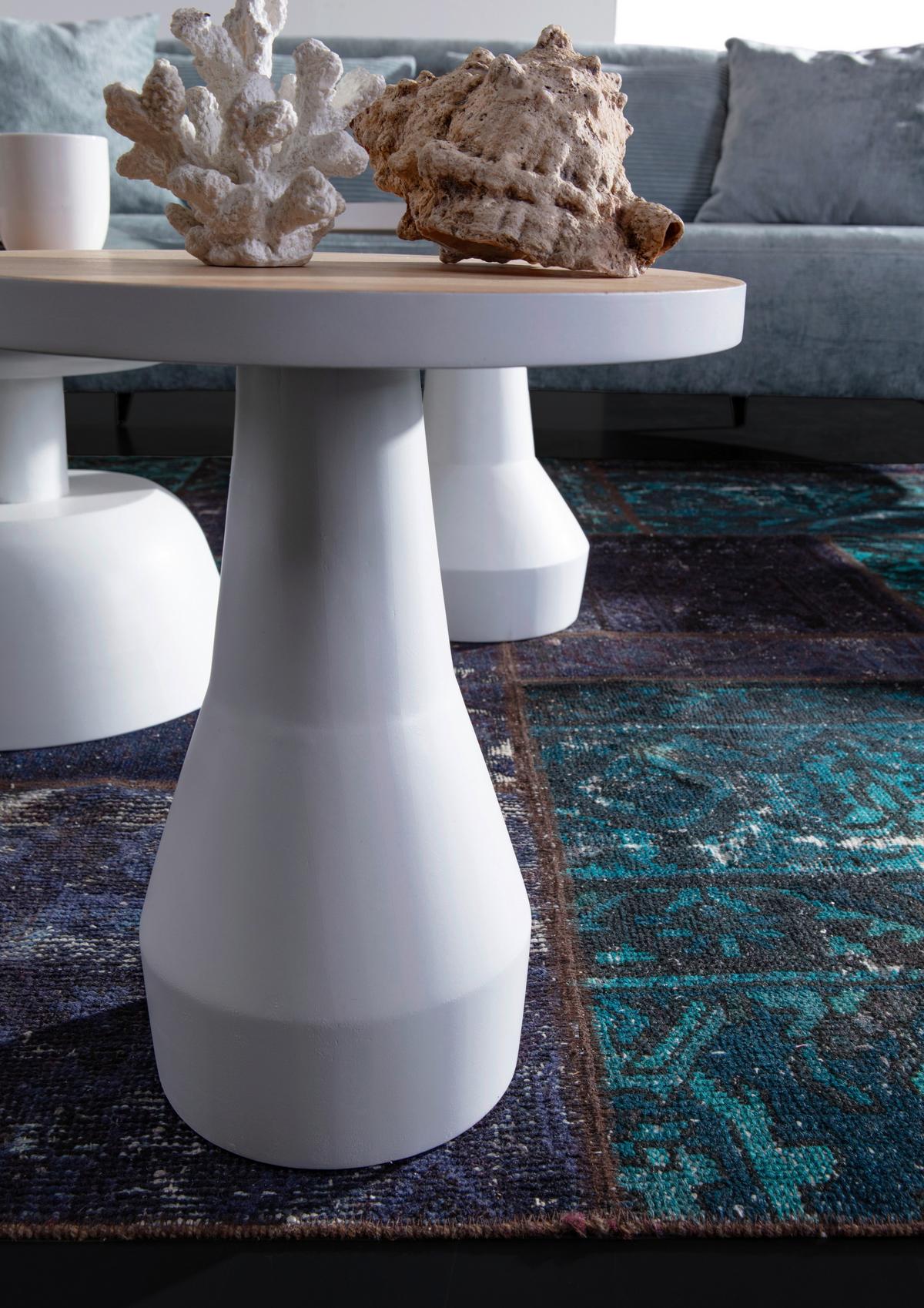 STOLIK KAWOWY TIFFY -BEACH CLUB- - kolor dębowy/biały, Design, materiał drewnopochodny/drewno (35/35/43cm) - Landscape