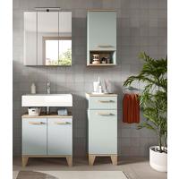 Badezimmer Star 5-tlg. ca. 94 cm Eiche/Graugrün - Eichefarben/Hellgrün, MODERN, Holzwerkstoff/Kunststoff (94cm) - MID.YOU