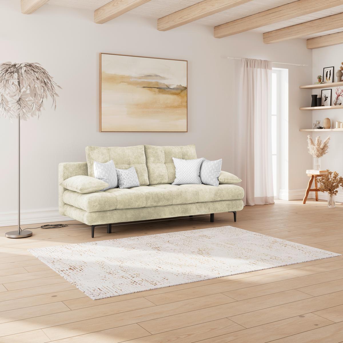 Canapea extensibila PERLA - crem, Konventionell, textil (203/94/96cm)