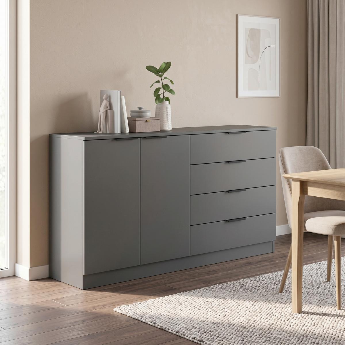 Komoda Kopenhagen, Antracit - črna/antracit, Design, umetna masa/leseni material (148/80/35cm) - Livetastic
