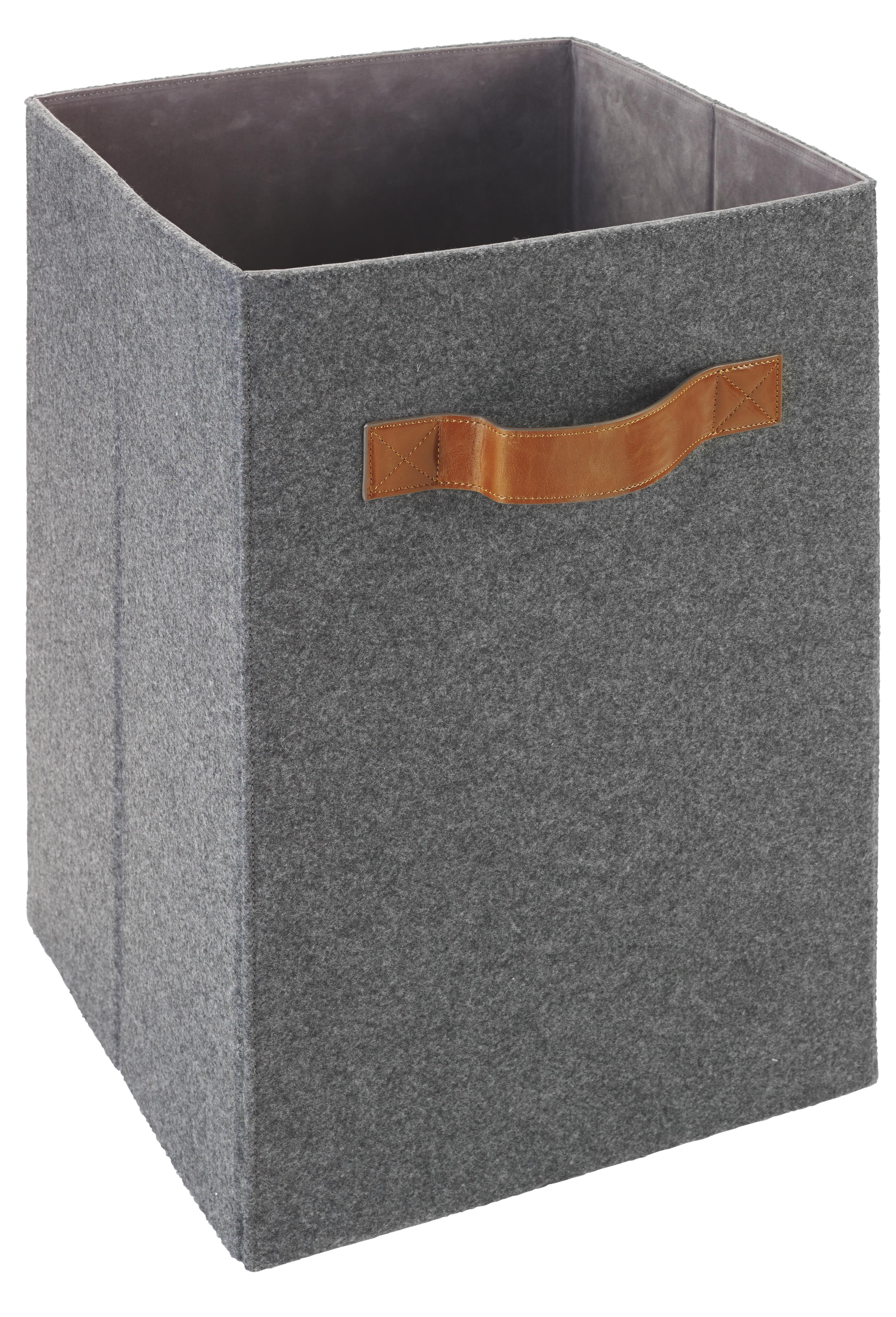 Box Tahu in Grau ca. 31x31x51 cm - Braun/Grau, MODERN, Kunststoff/Textil (31/31/51cm) - Bessagi Home