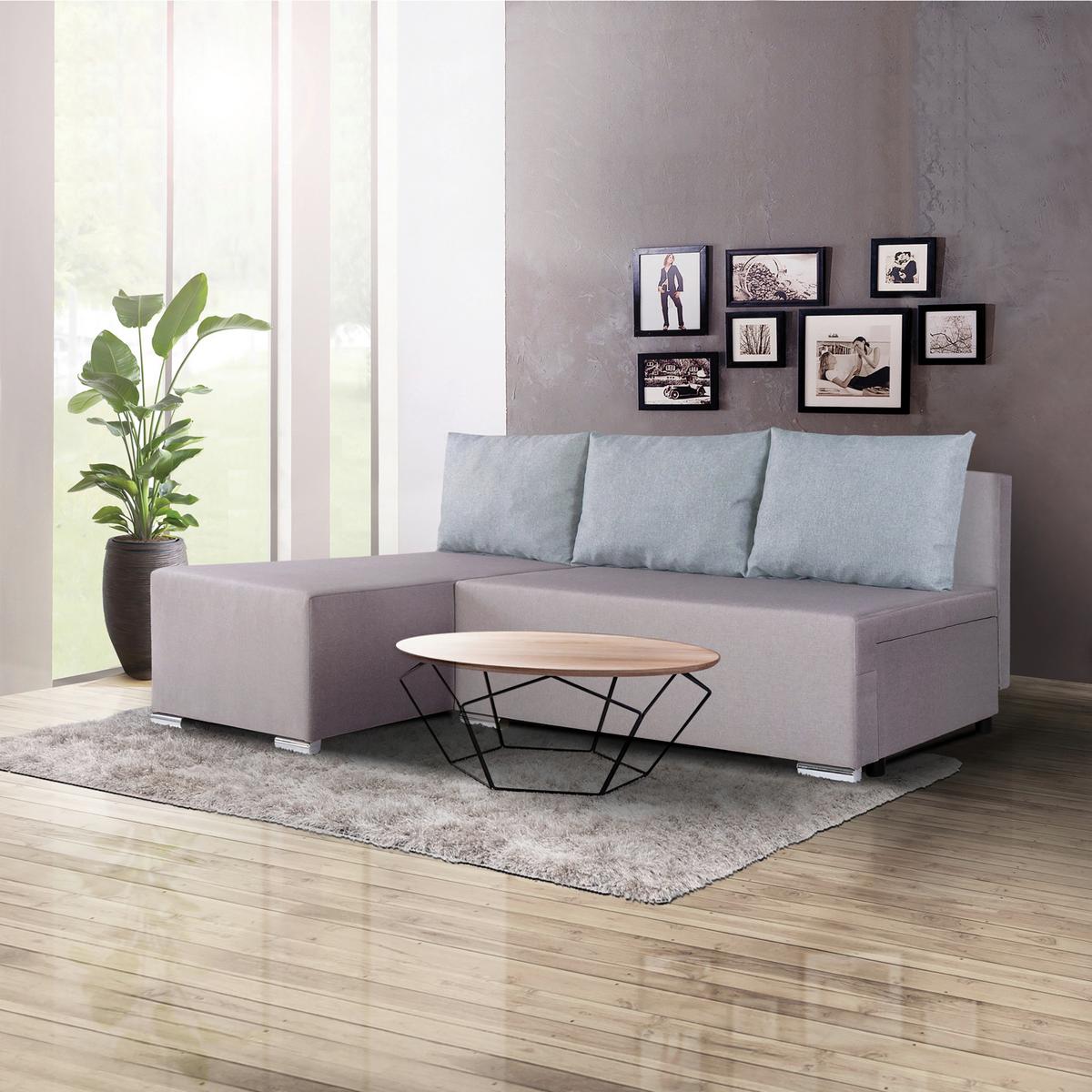 Sedežna Garnitura Lena, Siva, Z Ležiščem In Predalom - srebrne barve/temno siva, Moderno (190/129cm) - Based