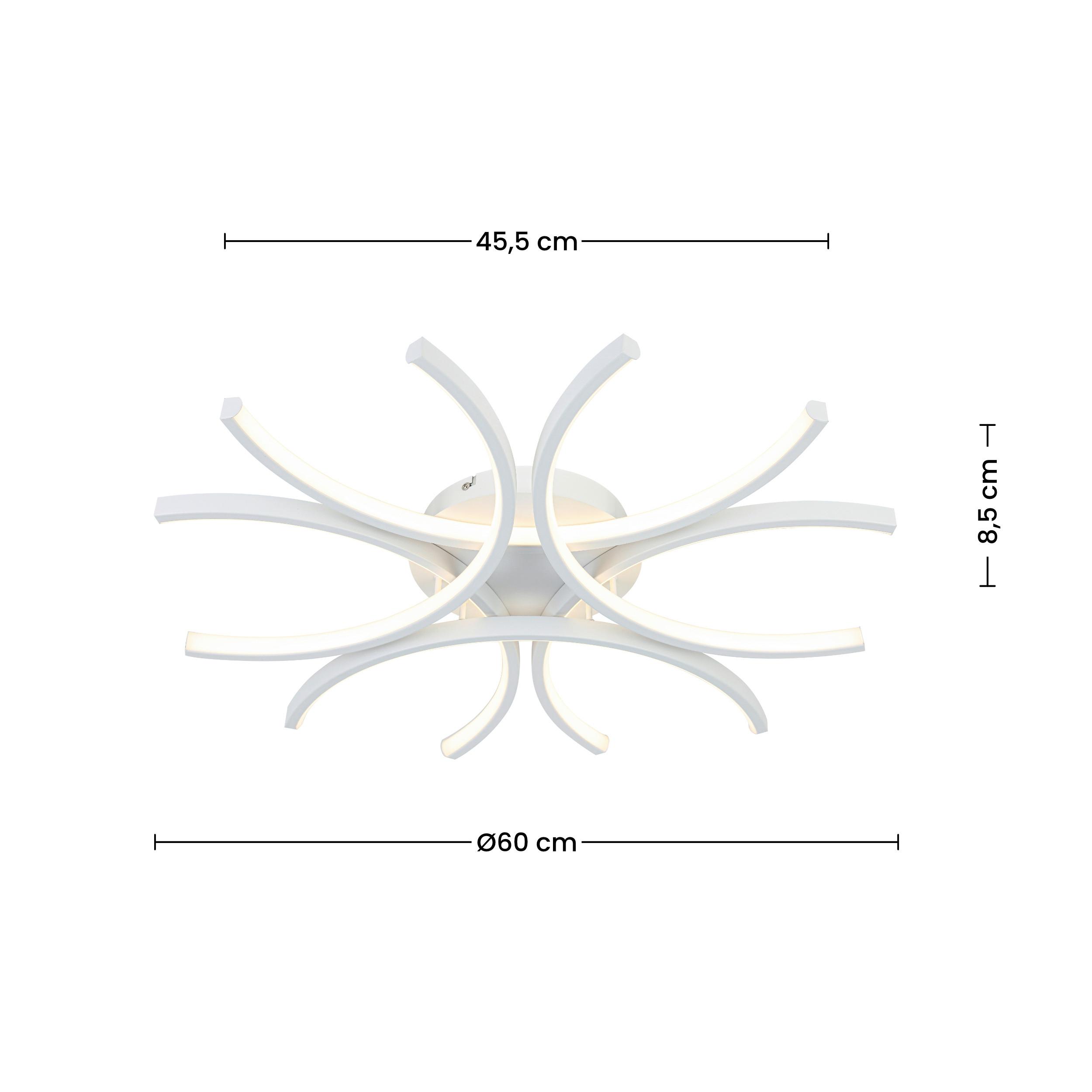 LED-TAKLAMPA WILMA - vit, Modern, metall/plast (60/60/8,5cm) - Mömax