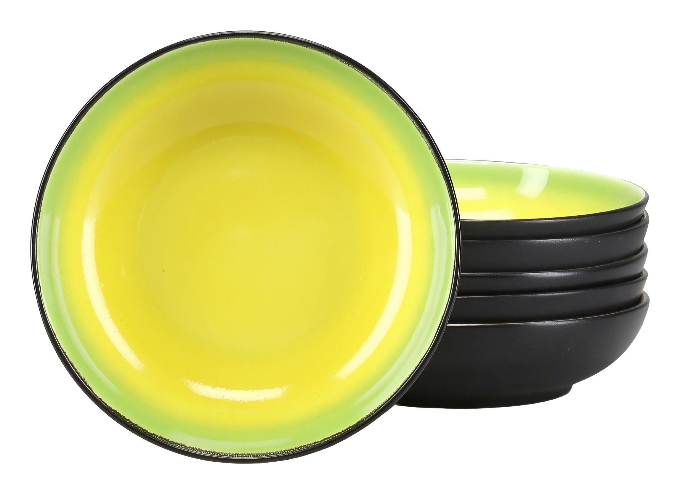 Mélytányér Készlet 24922 Hot Green Suppenteller - fekete/világossárga, Trend, kerámia (22/5cm) - Creatable