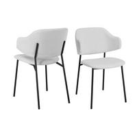 Set Naslanjačev Bouclé, Bela, 2-Delni - črna/bela, Moderno, kovina/tekstil (54/83/59cm) - Livetastic