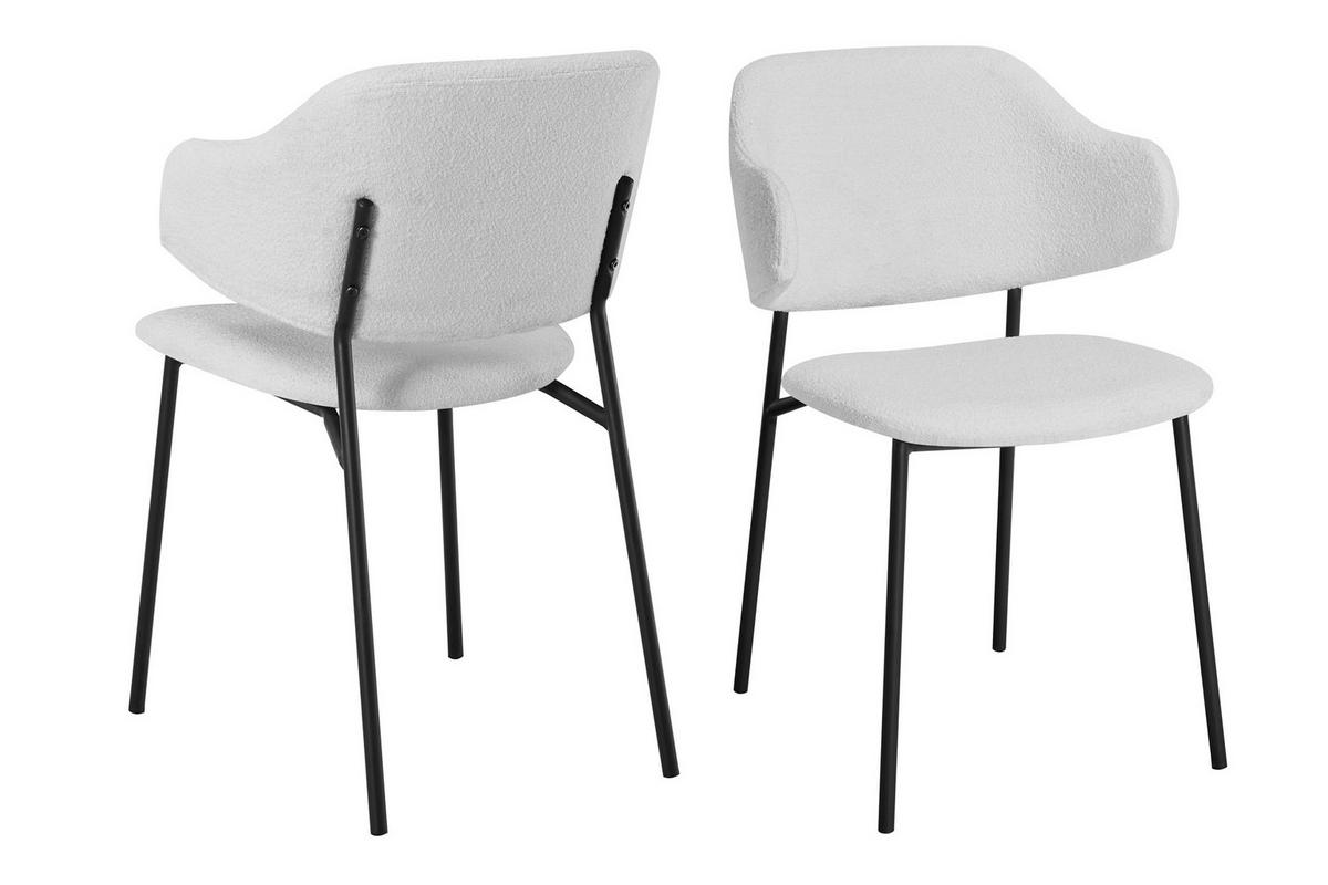 Set Naslanjačev Bouclé, Bela, 2-Delni - črna/bela, Moderno, kovina/tekstil (54/83/59cm) - Livetastic