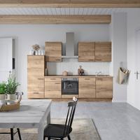 Küchenblock Structura Low m. Geräten Eiche dunkel - Eiche dunkel/Eichefarben, MODERN, Holzwerkstoff/Metall (300cm) - Nobilia