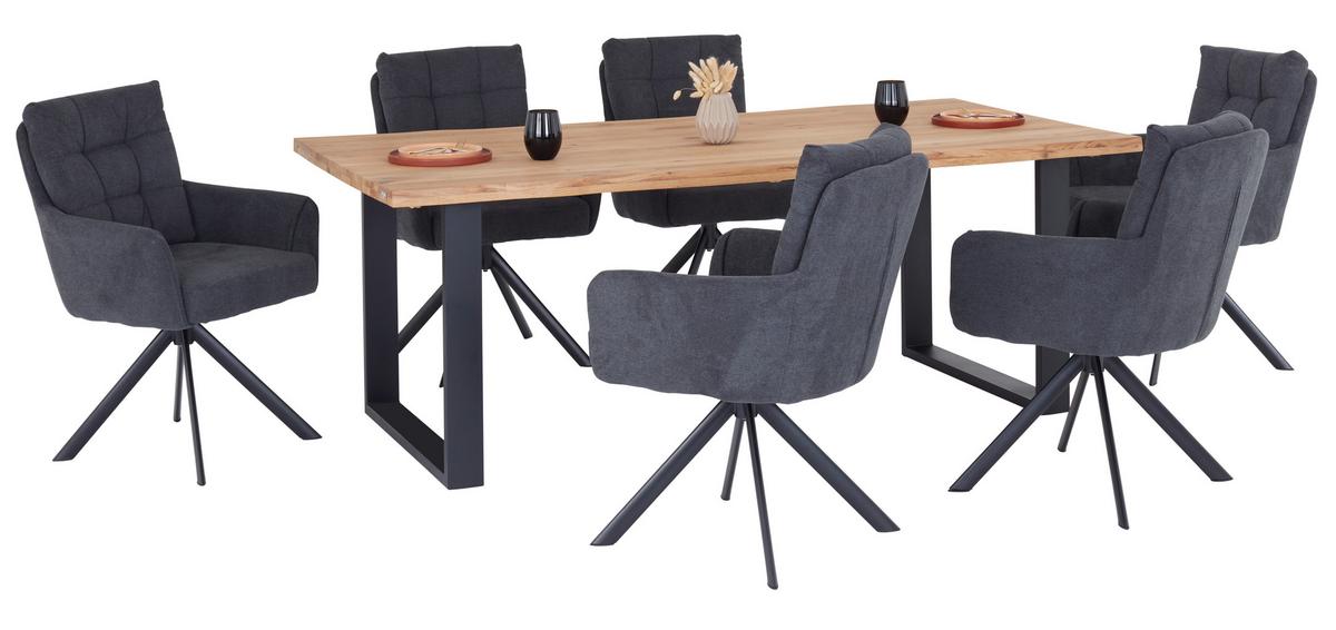 Masă WOOD 200 - culoare natur/negru, Konventionell, lemn/metal (200/75/100cm) - James Wood