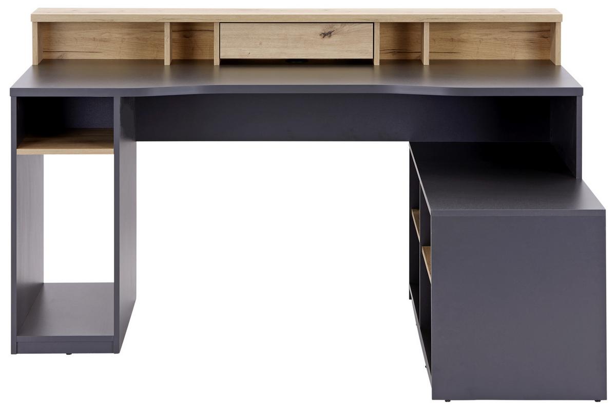 Masa de scris TEAMPLAYER - culoare lemn stejar/antracit, Modern, material pe bază de lemn (160/91,5/120cm) - Modern Living