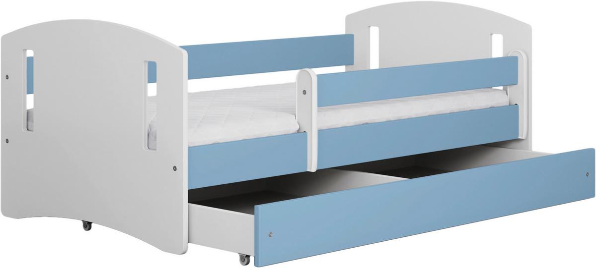 Otroška Postelja Classic 2, Bela, Modra, 80x160cm - modra/bela, Moderno, tekstil/leseni material (80/160cm) - MID.YOU