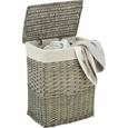 Wäschekorb Elena aus Weide in Natur - Naturfarben/Grau, ROMANTIK / LANDHAUS, Holz/Textil (44/56/33cm) - Mömax modern living