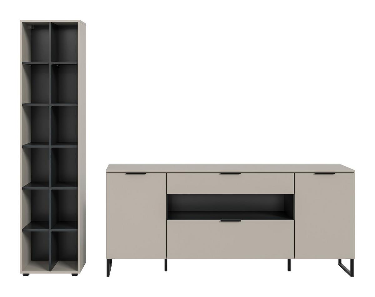 Dnevni Regal Noida, Kašmir, Črna, 2-Delni - kašmir/črna, Design, kovina/leseni material (245/192/41cm) - Livetastic