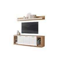 WOHNWAND BRIXEN - Eichefarben/Schwarz, Design, Glas/Holzwerkstoff (198/170/43cm) - MID.YOU