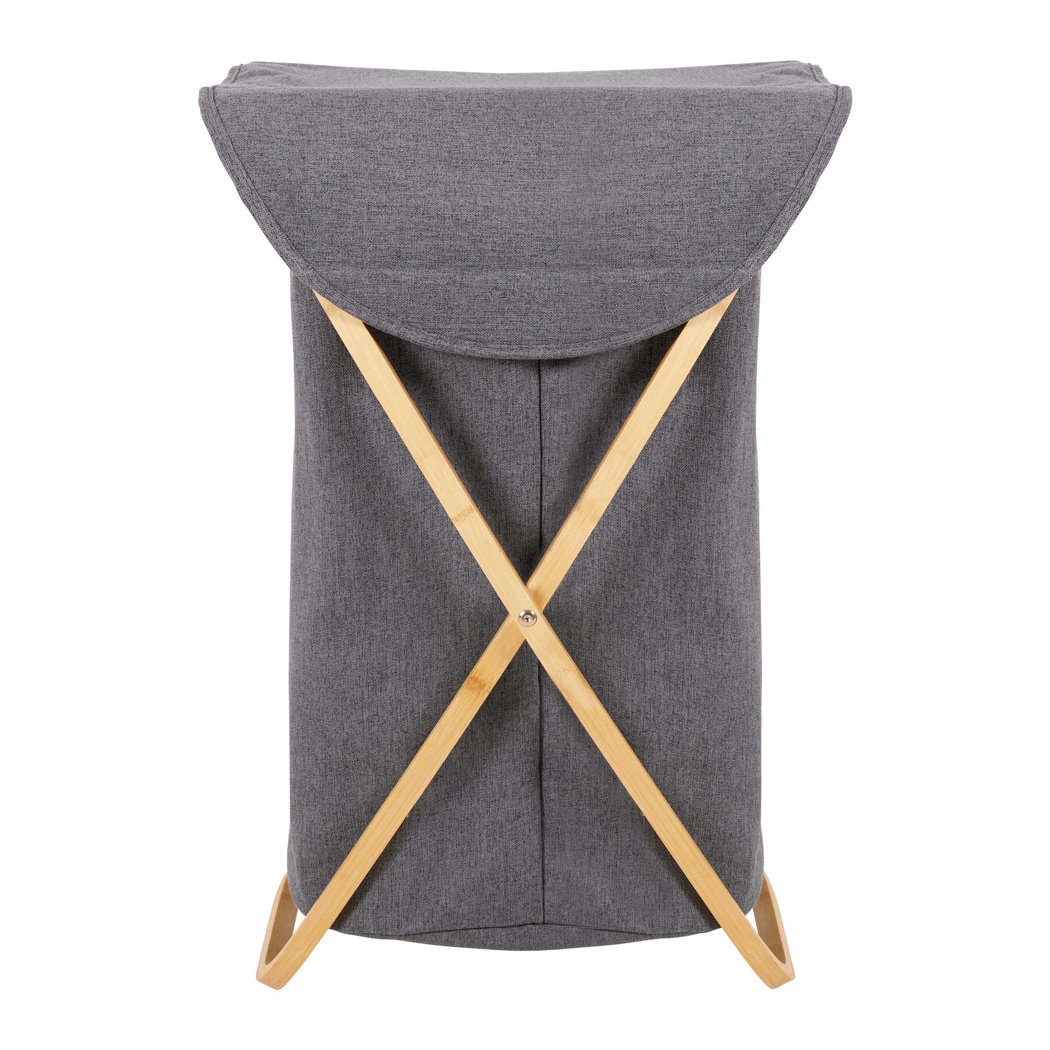 Wäschekorb Kaito in Dunkelgrau/Natur - Dunkelgrau, MODERN, Holz/Textil (43/42/62,5cm) - Bessagi Home