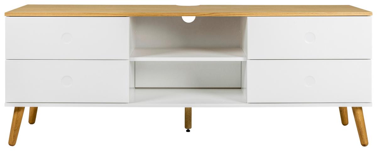 SZAFKA RTV DOT - kolor dębowy/biały, Design, materiał drewnopochodny/drewno (162/60/43cm)