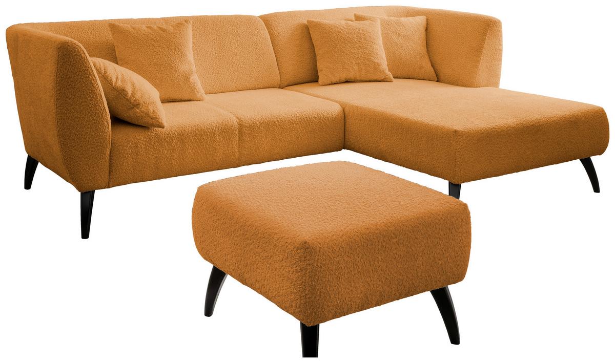 Wohnlandschaft Colori Goldfarben Bouclé - Goldfarben/Schwarz, MODERN, Holz/Textil (264/160cm) - MID.YOU