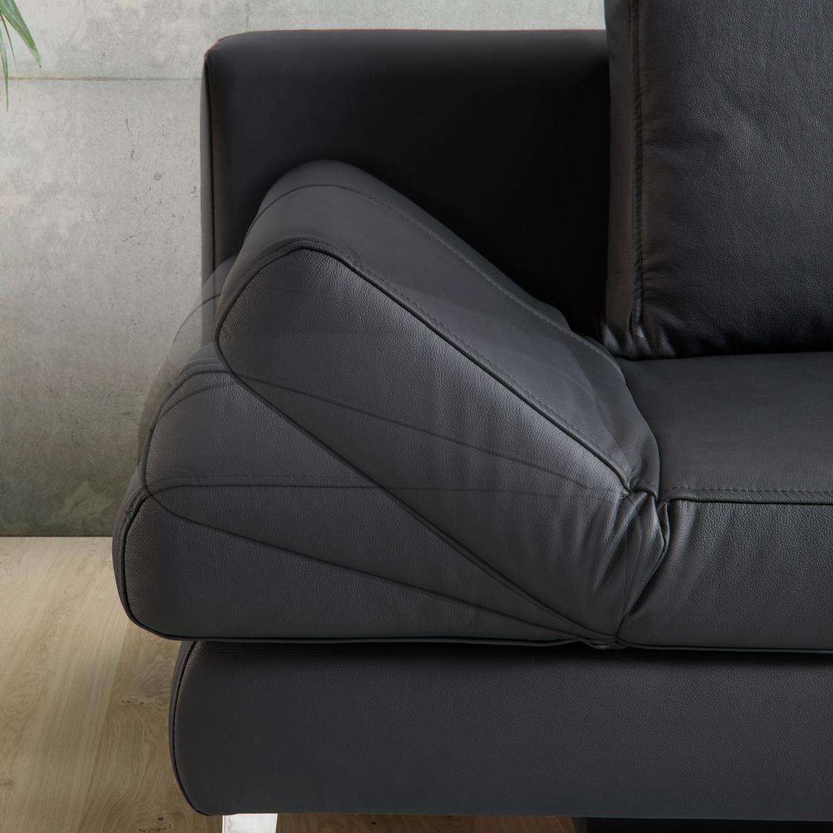 SOFA Z FUNKCJĄ SPANIA LAVINIA -BP- - czerwony/kolor chromowy, Modern, skóra/metal (200/85/90cm) - Novel