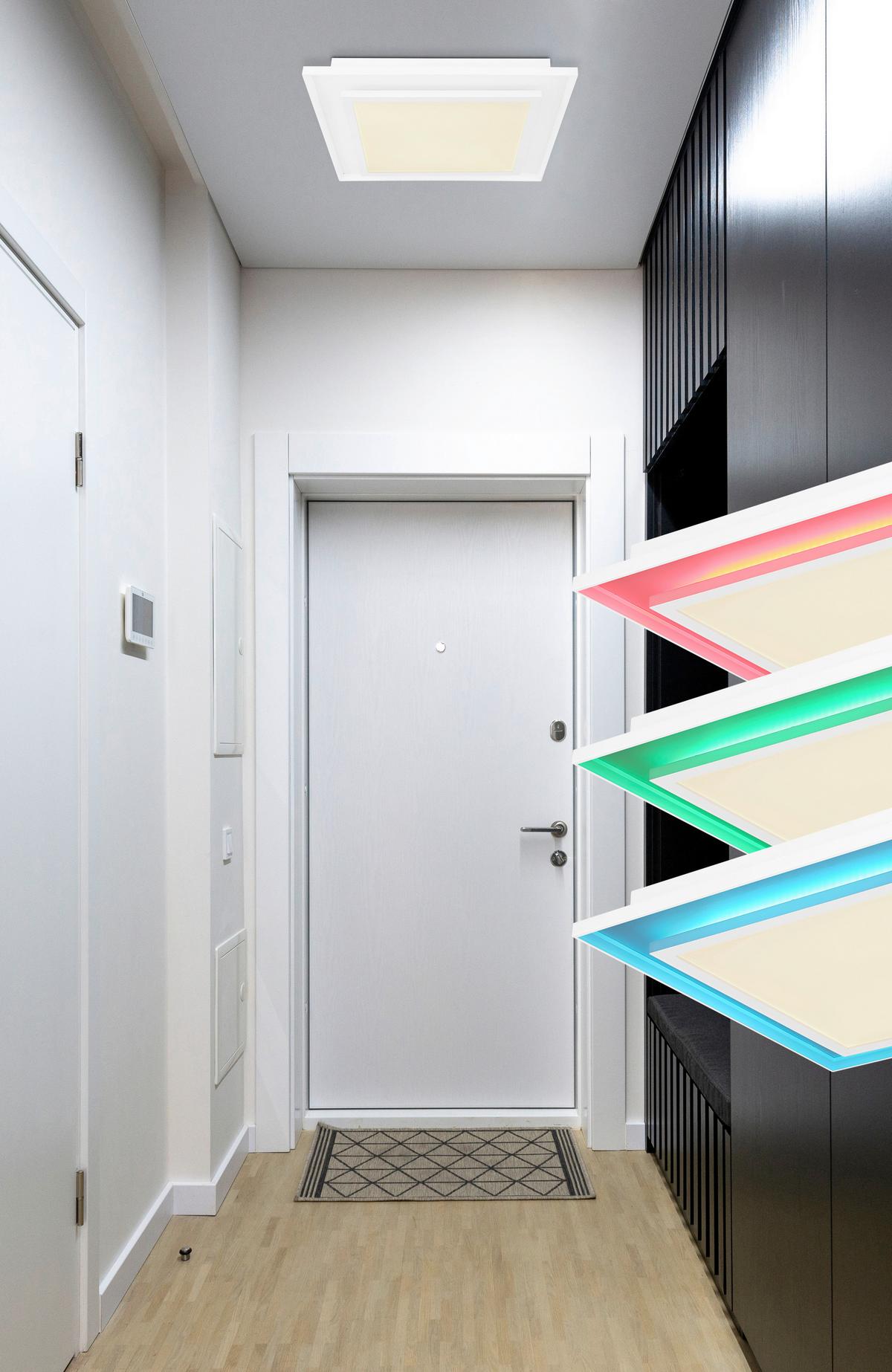 Stropna Led-svetilka Murphy, S Sijalko - bela, Design, kovina/umetna masa (44,3/44,3/6,3cm) - Globo