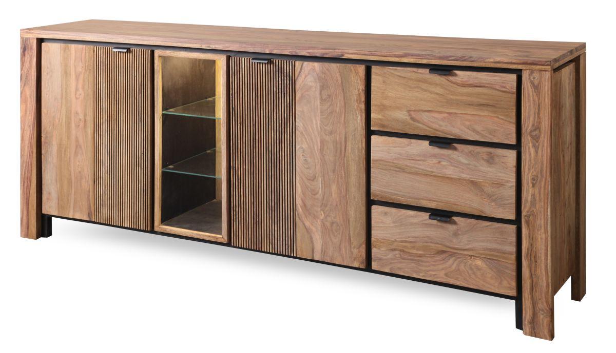 KOMODA BANDUNG - kolor naturalny/czarny, Modern, metal/drewno (200/85/40cm) - Livetastic