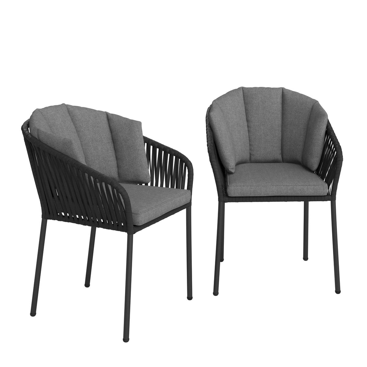 Set Vrtnih Stolov Leo, Siva, 2-Delno - temno siva/antracit, Moderno, kovina (59/78/61cm) - Bessagi Garden