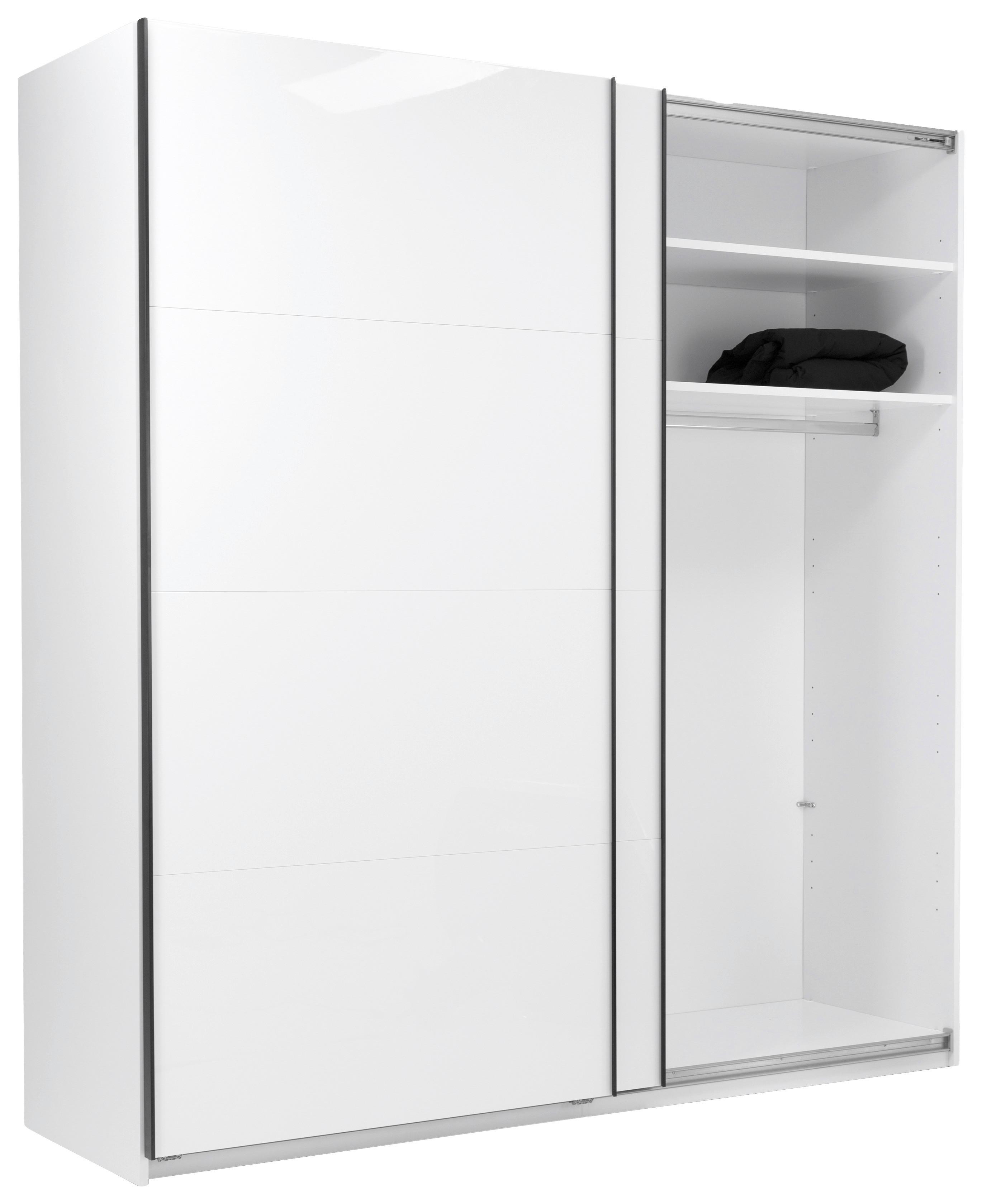 Schwebetürenschrank Family Weiß Hochglanz - Weiß Hochglanz/Alufarben, MODERN, Holzwerkstoff/Metall (200/212/62cm) - Mömax