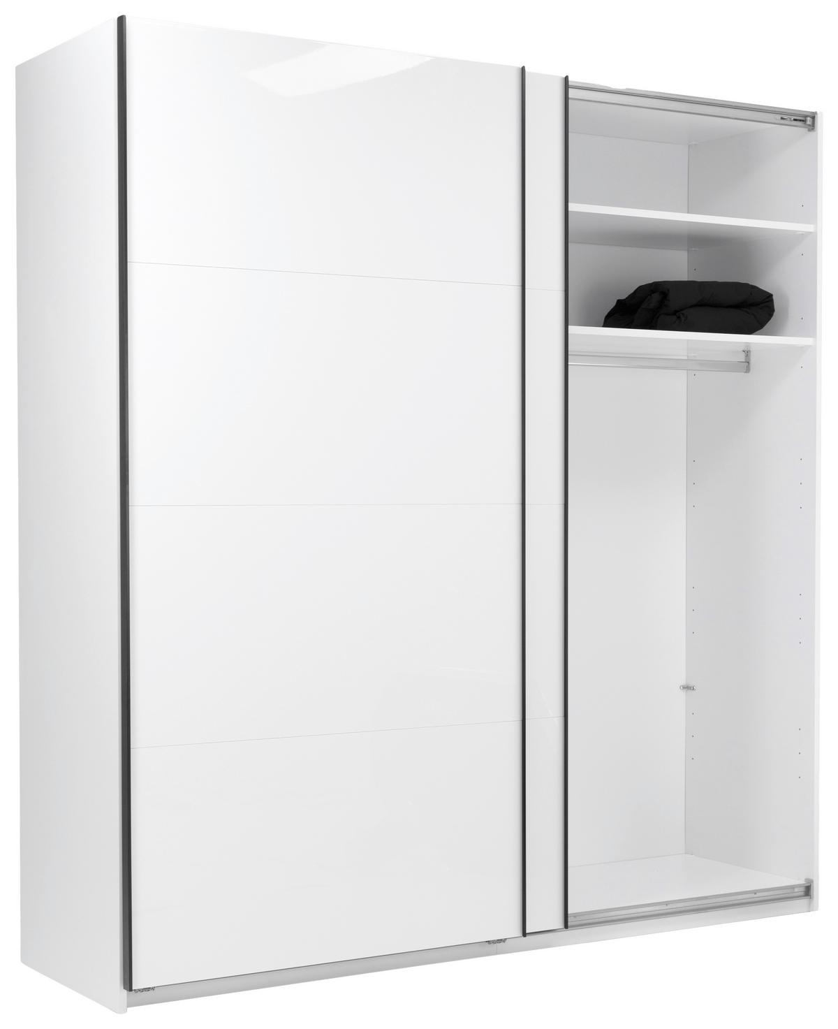 Omara Z Drsnimi Vrati Family, Bela, Visoki Sijaj - bela/barve aluminija, Moderno, kovina/leseni material (200/212/62cm) - Mömax