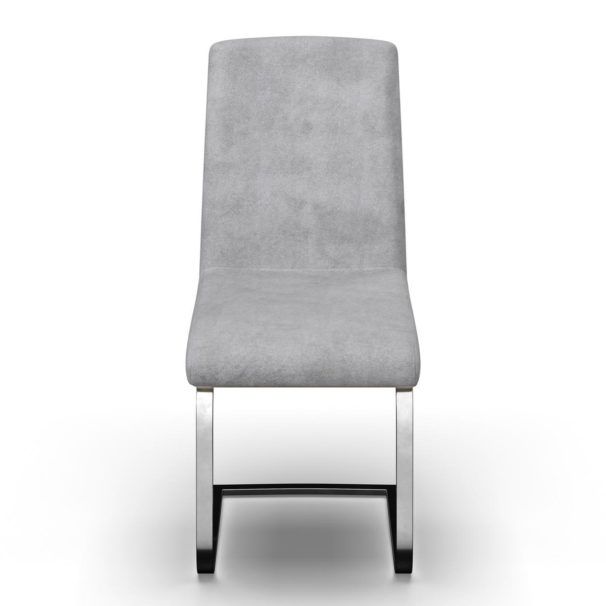 Schwingstuhl Nubia Grau Bouclé Gepolstert - Chromfarben/Eichefarben, MODERN, Holz/Textil (44/90/59cm) - Bessagi Home