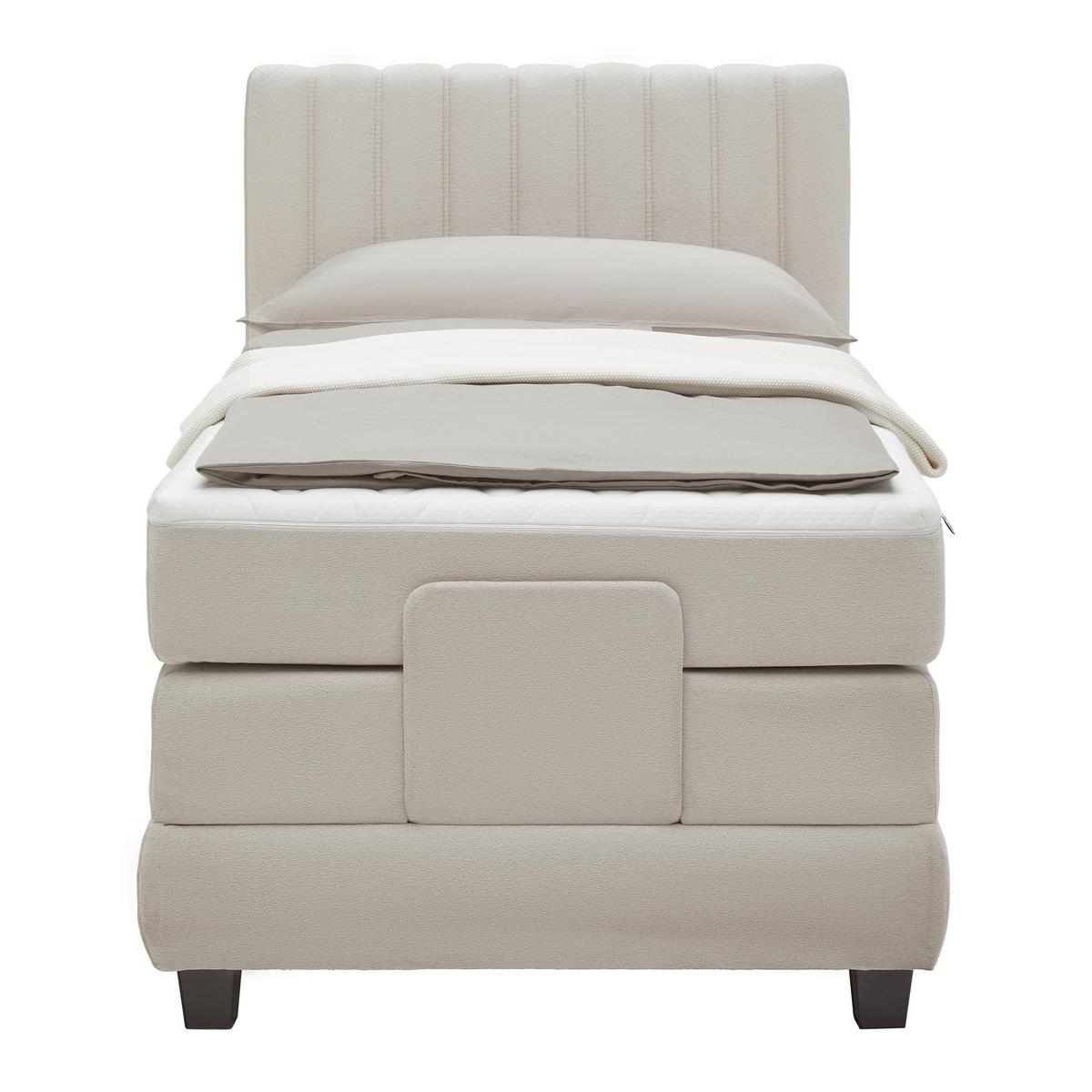 Boxspringbett Dixon Beige ca. 90x200cm - Beige/Schwarz, KONVENTIONELL, Holz/Holzwerkstoff (90/200cm) - Premium Living