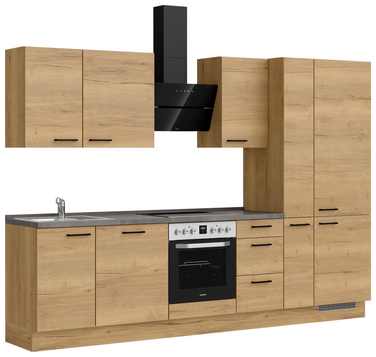 Küchenleerblock Structura High o. Geräte Eiche - Schieferfarben/Eichefarben, MODERN, Holzwerkstoff/Metall (300cm) - Nobilia