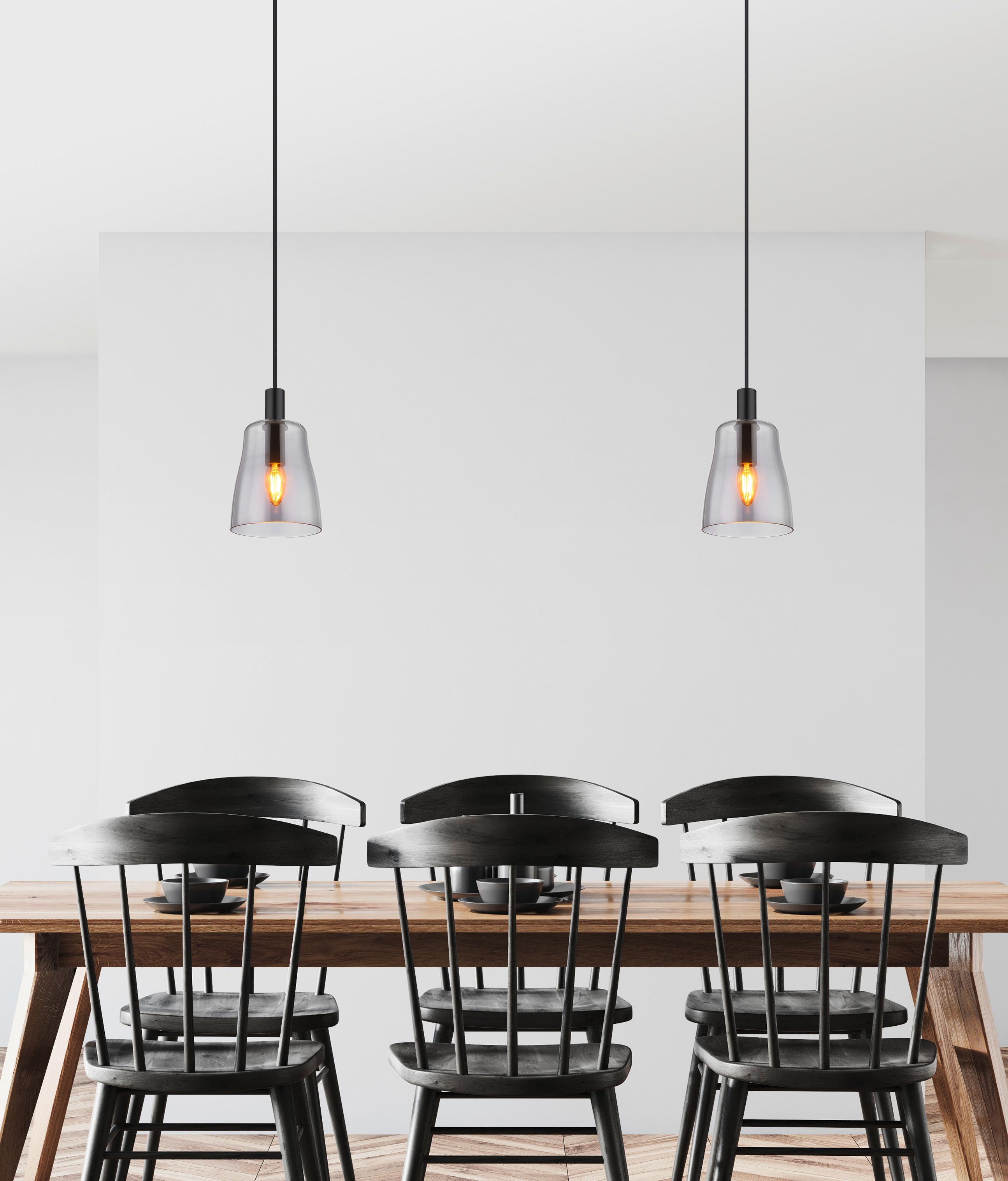 Hängeleuchte Garri max. 40 Watt - Schwarz, Design, Glas/Metall (14,5/120cm) - Globo