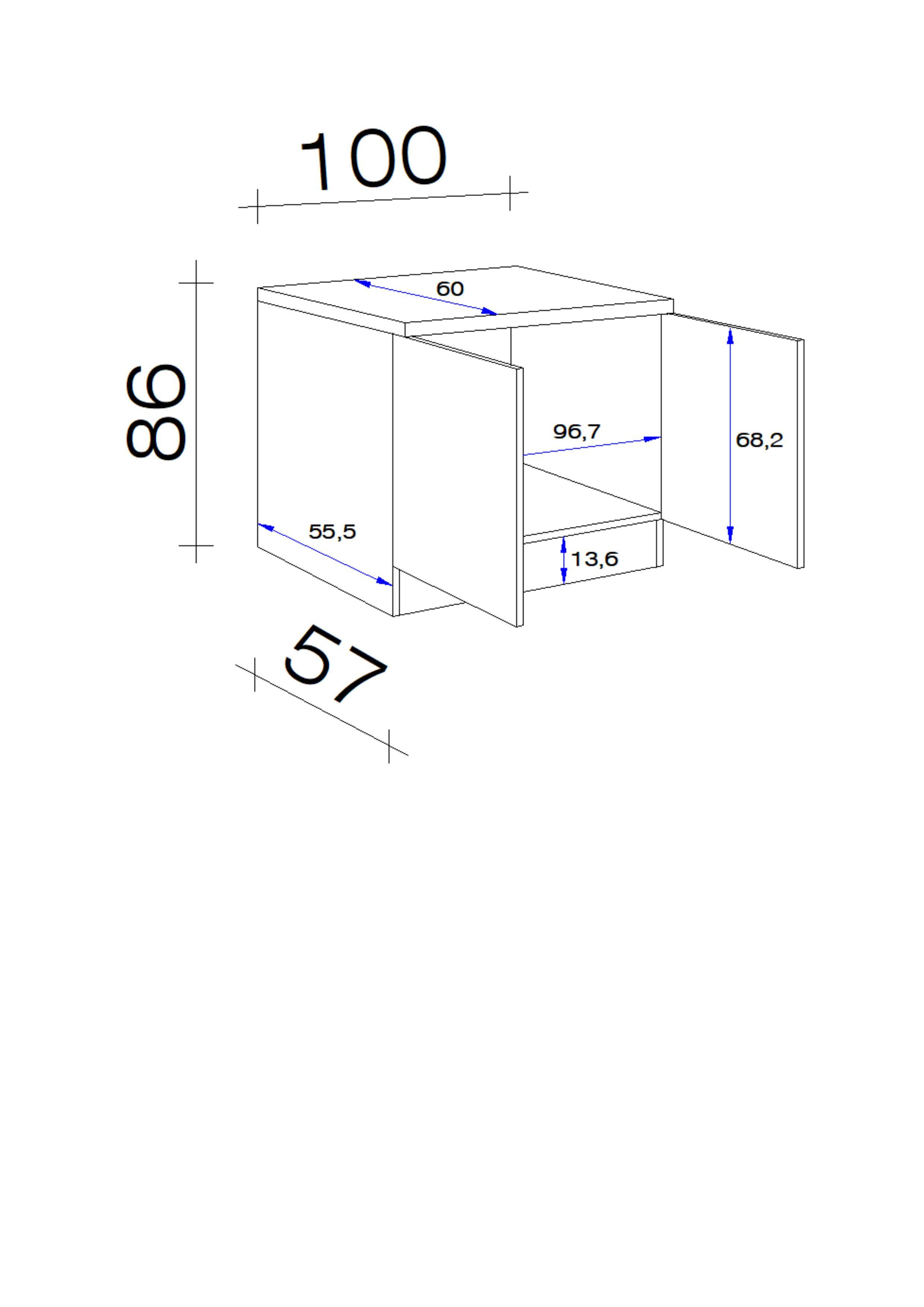 Spülenunterschrank Anthrazit/Eiche - Edelstahlfarben/Eichefarben, MODERN, Holzwerkstoff/Metall (100/86/60cm) - FlexWell