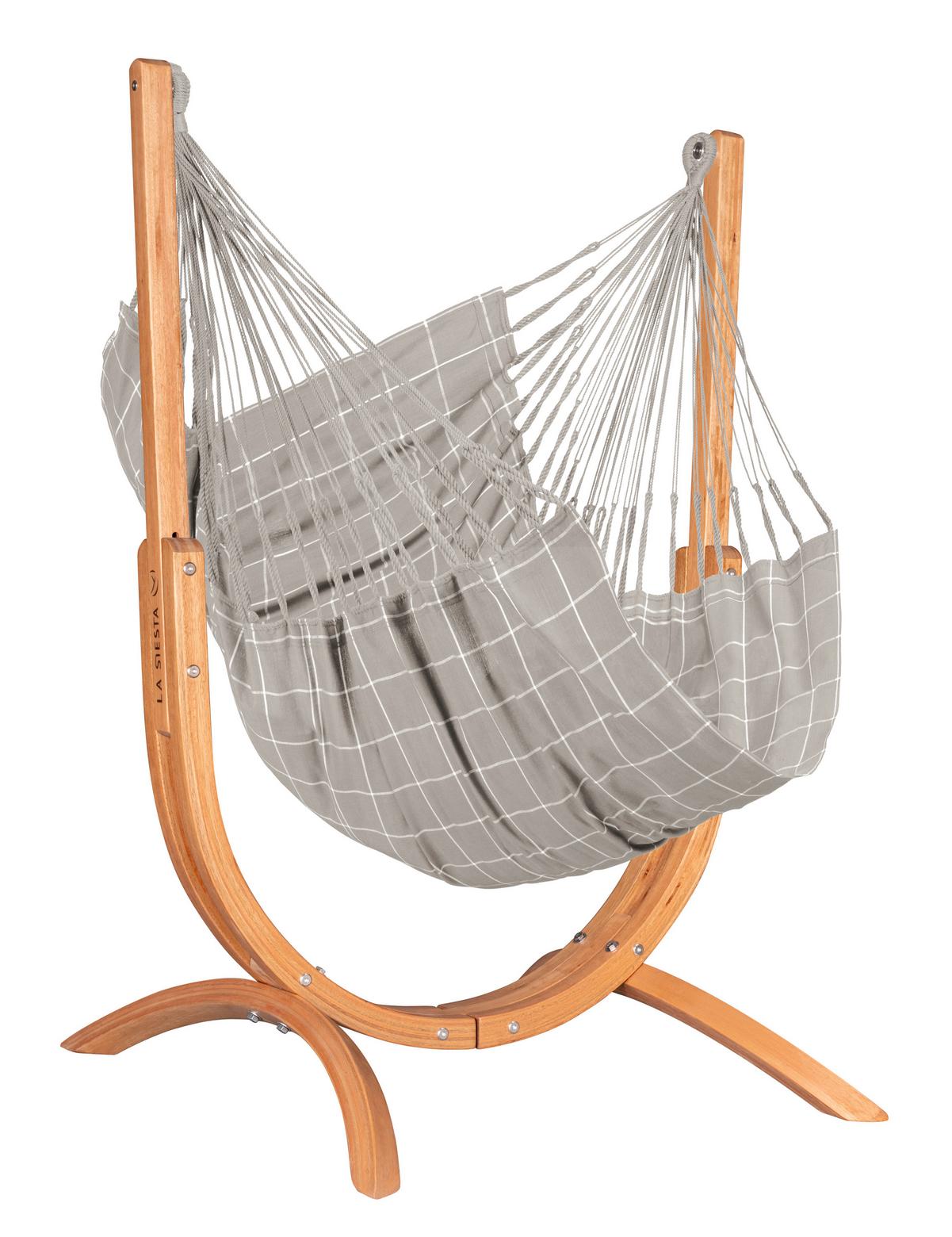 Hängematte Hammock Chair and Stand Grau/Braun - Eukalyptusholzfarben/Grau, KONVENTIONELL, Holz/Textil (100/152/92cm) - La Siesta