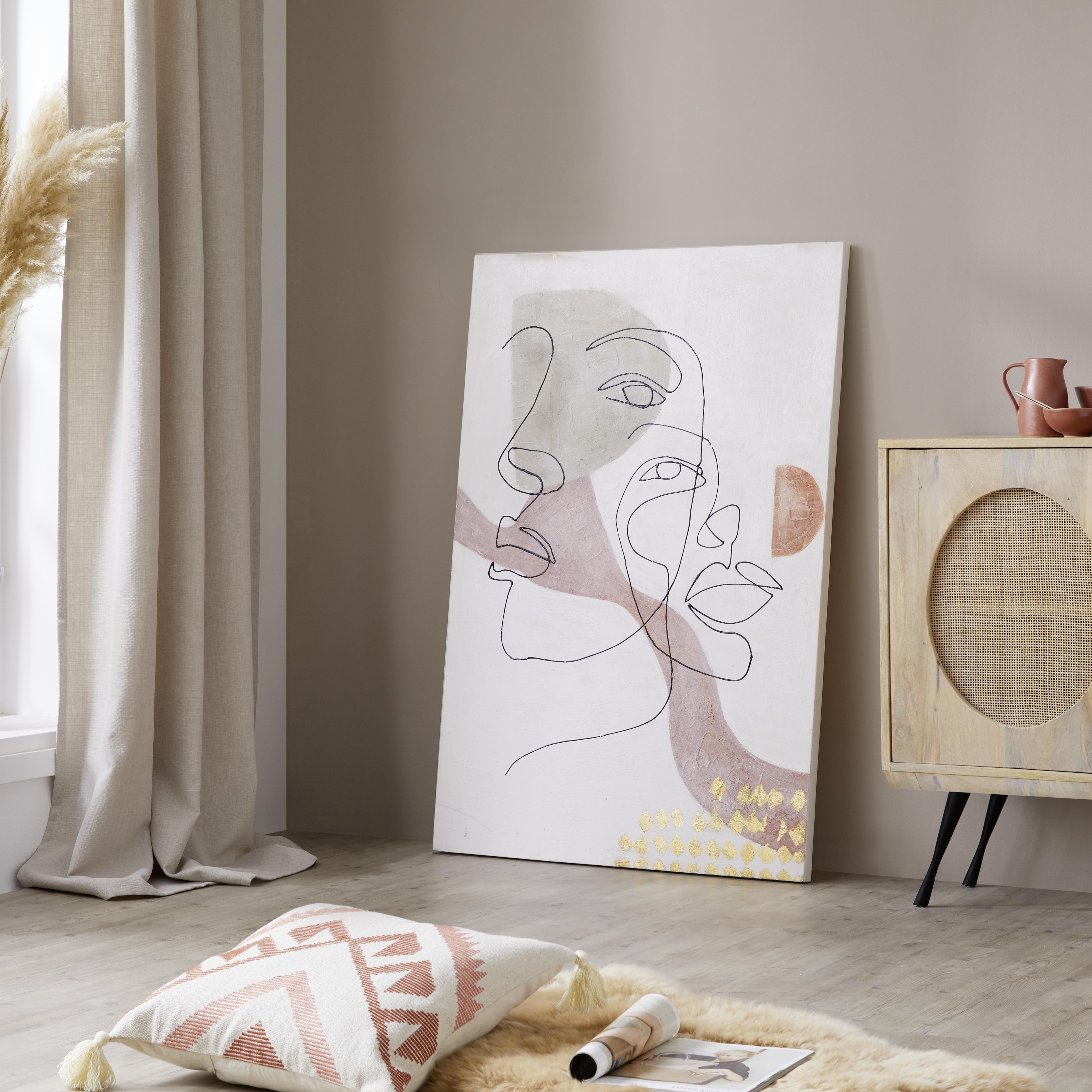 Vászonkép Kb. 80/120cm Acryl - bézs/pink, Romantik / Landhaus, textil/fa (80/120/3,5cm) - Premium Living