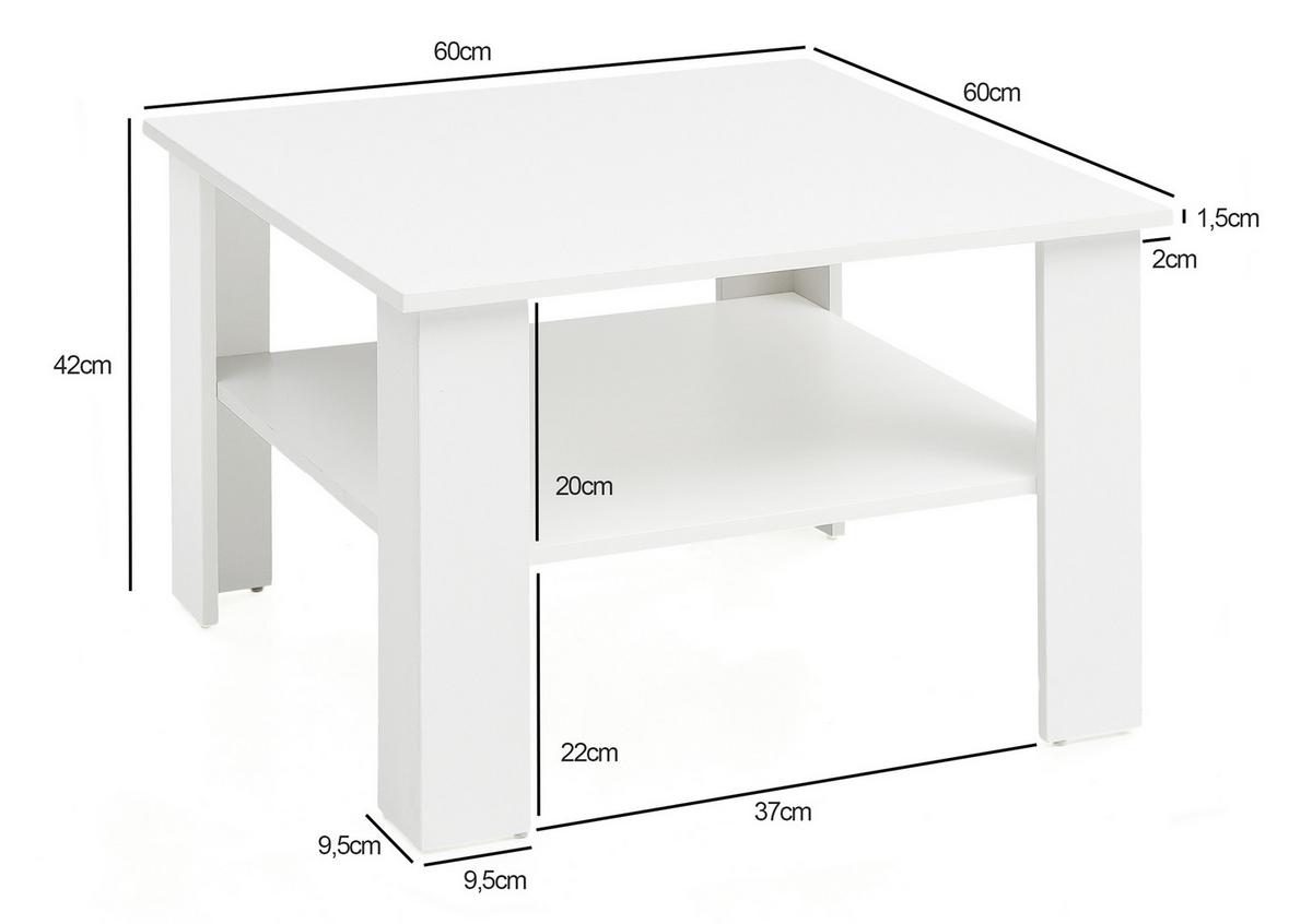 Dohányzóasztal Mid.you - fehér, Konventionell, faalapú anyag (60/60/42cm) - MID.YOU