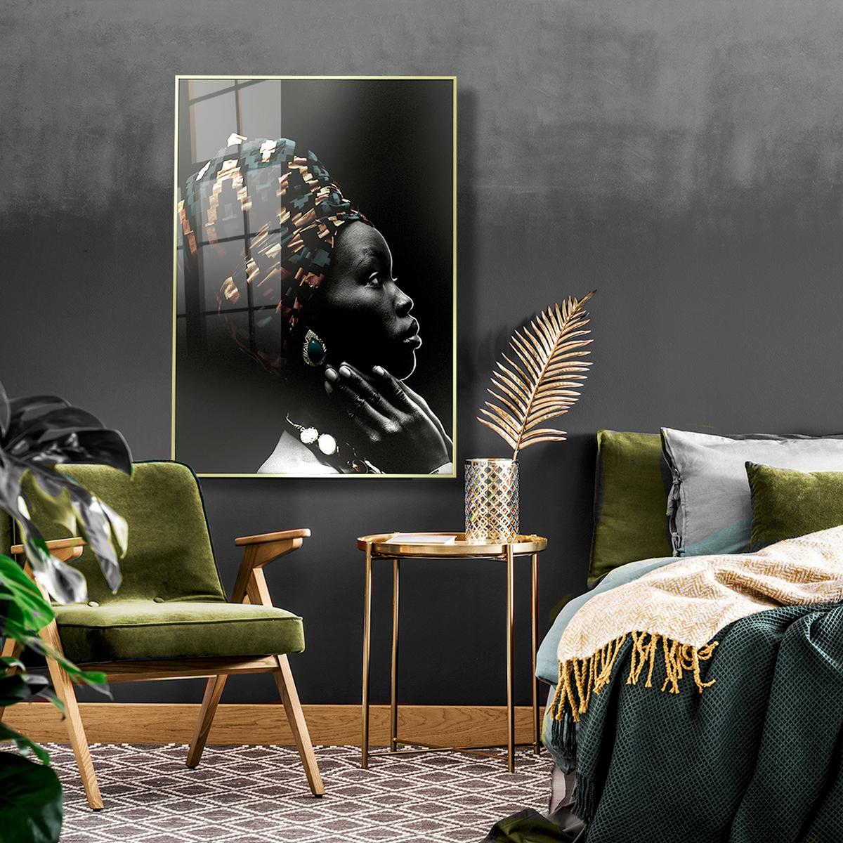 Glasbild Schwarz/Goldfarben ca.80x120cm - Goldfarben/Schwarz, Basics, Glas/Holz (80/120cm)