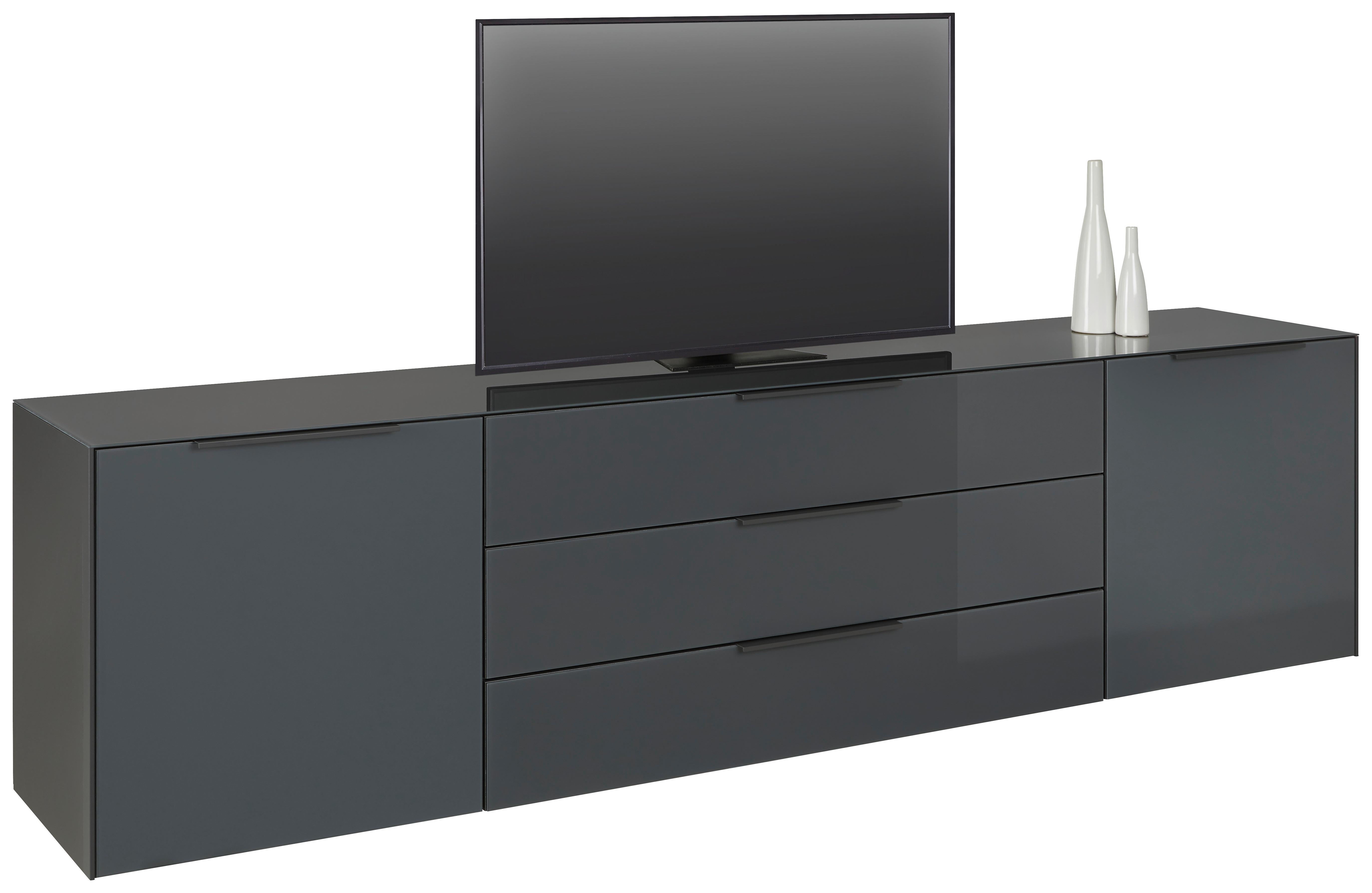 Tv-elem Max Box - antracit, Modern, faalapú anyag/Üveg (235/63/45cm) - Premium Living