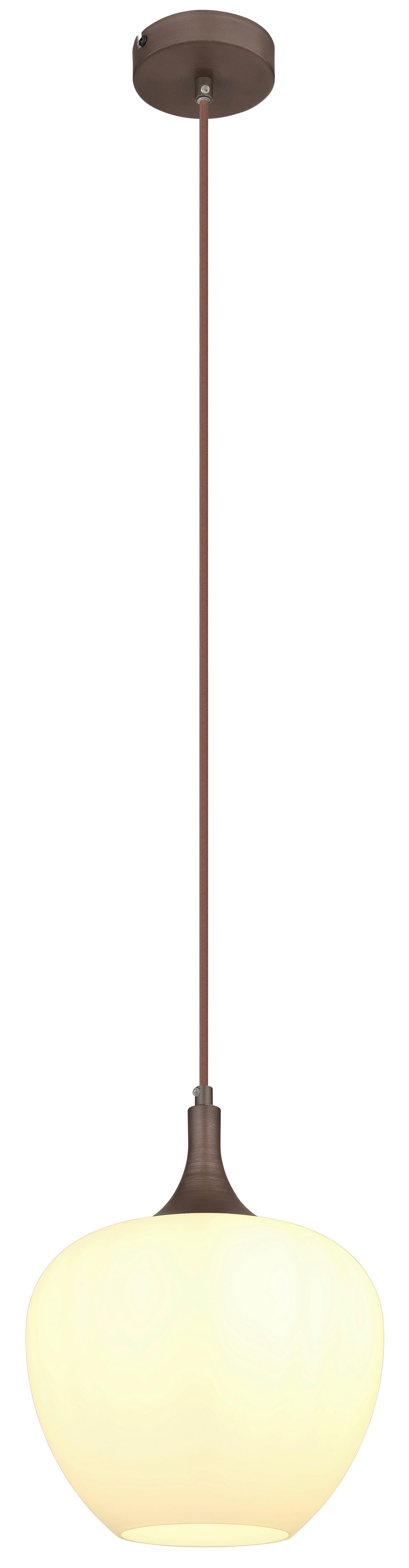 Hängeleuchte Maxy Braun/Opal max. 60 Watt - Opal/Braun, KONVENTIONELL, Glas/Textil (24/120cm) - Globo