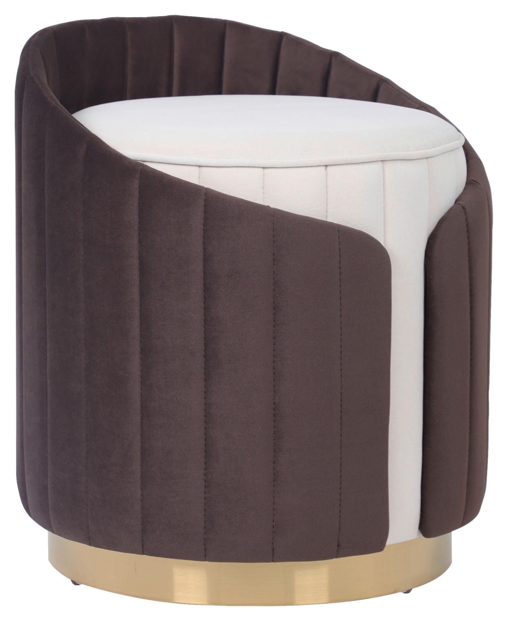 HOCKER CORVIN 125 - Beige/Goldfarben, Design, Textil/Metall (40/45cm) - Kayoom