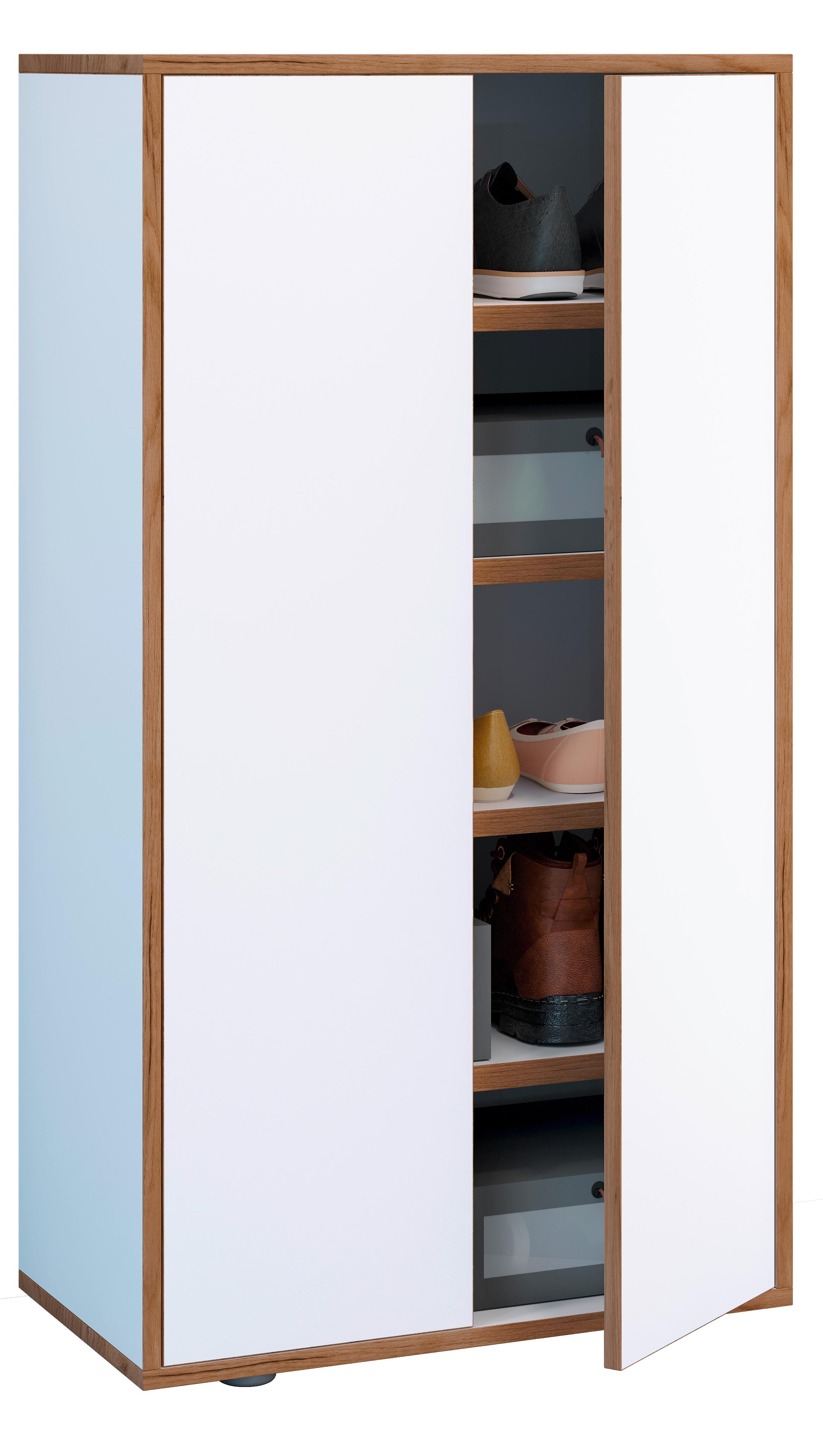 SCHUHSCHRANK SALIA - Honigeiche/Weiss, Design, Holzwerkstoff/Kunststoff (60/110/33cm) - MID.YOU