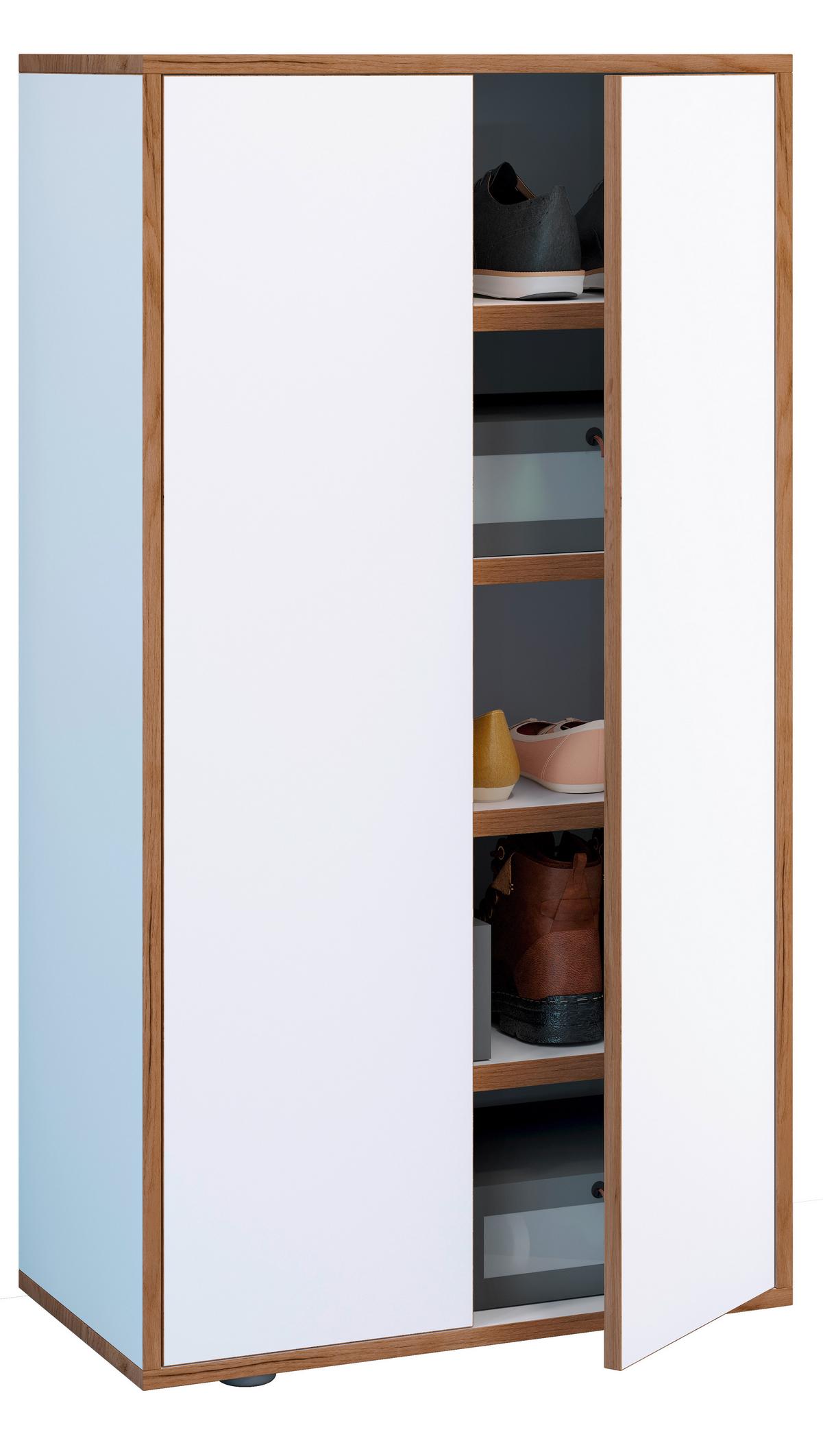 Omara Za Čevlje Salia, Bela, Barva Hrasta - črna/bela, Design, umetna masa/leseni material (60/110/33cm) - MID.YOU