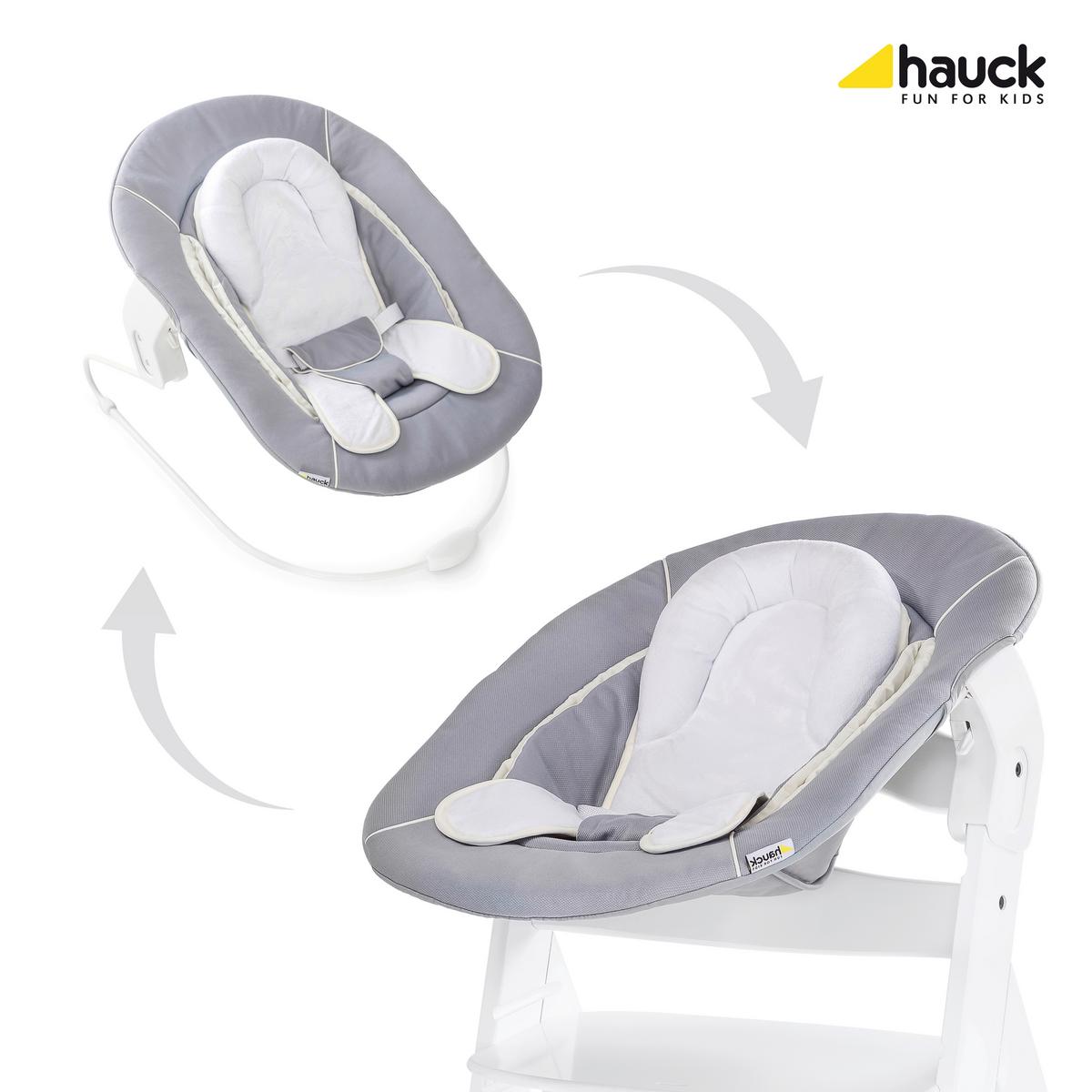 LEŻACZEK ALPHA BOUNCER STRETCH GREY - biały/szary, Konventionell, tkanina (66/49/45cm) - Hauck