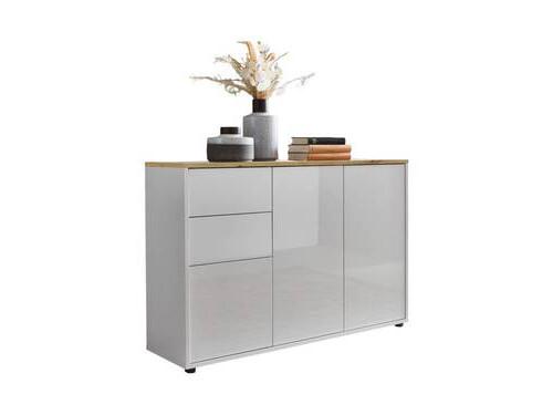 Kommode Mailand Typ 10 Weiß - Weiß Hochglanz/Schwarz, MODERN, Holzwerkstoff/Kunststoff (105,5/73/33cm) - MID.YOU